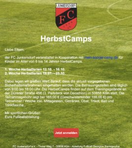 +++ Jetzt SoccerCamp für die Herbstferien buchen ++++ +++ Jetzt SoccerCamp für die Herbstferien buchen ++++